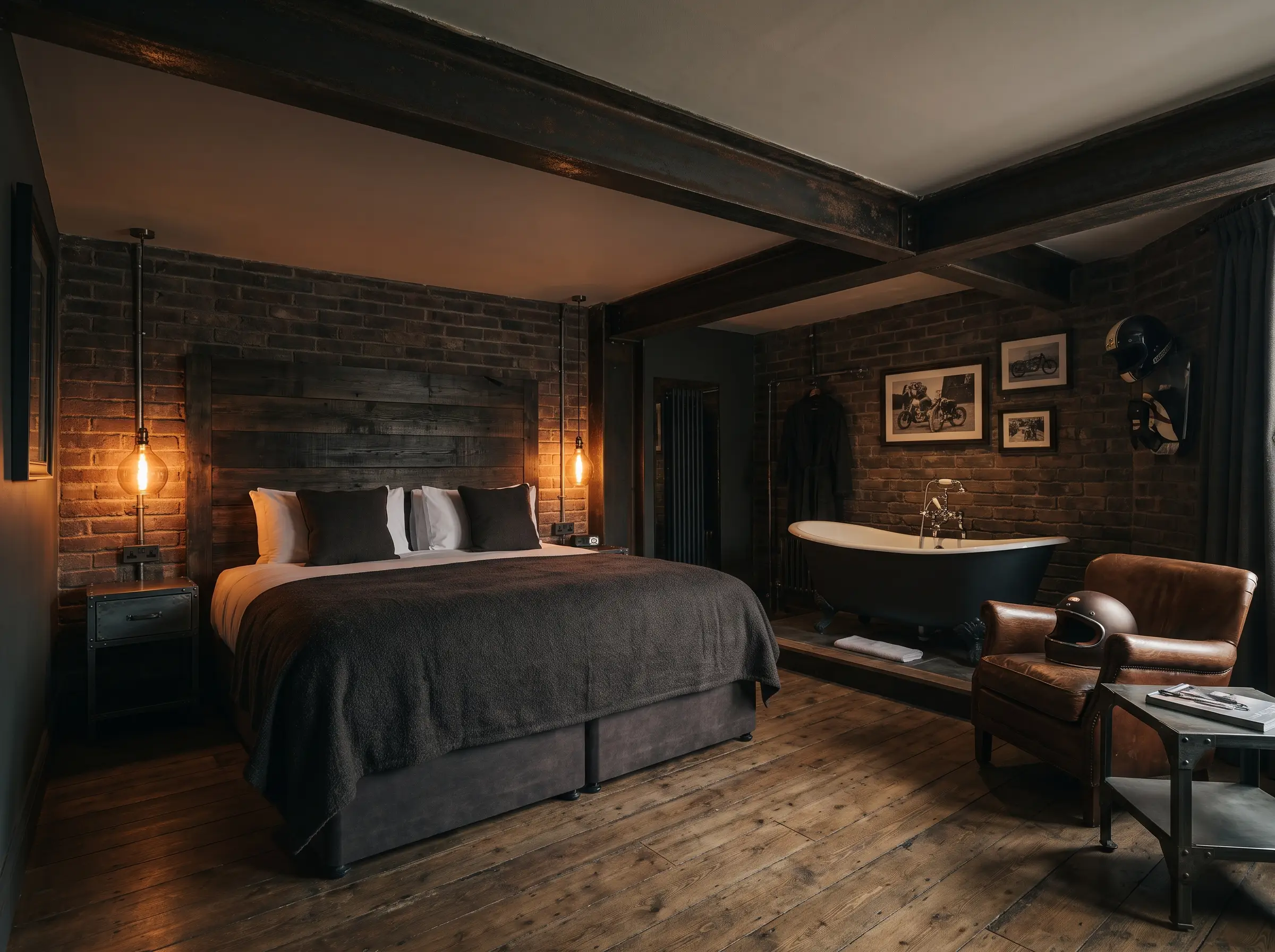 Zimmer Alphatier — Suite mit Kingsize-Bett und Badewanne